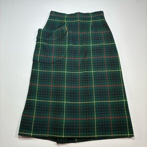 Vintage Handmade Wool Skirt Green Yellow Plaid XS/S